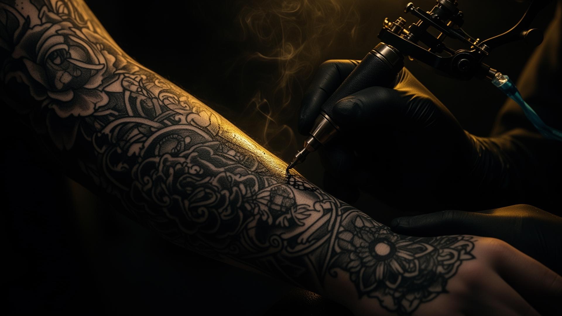 Tattoo artist at work